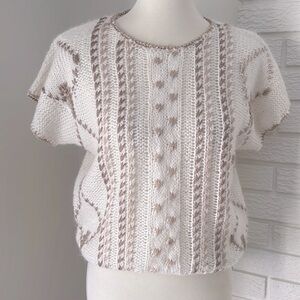 Vintage knitted sweater, amazing preloved condition, white with taupe detail